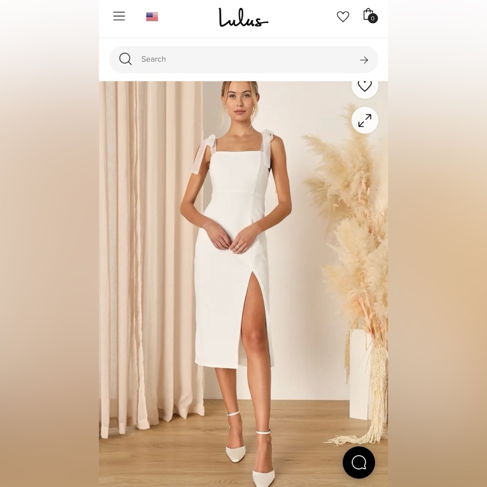 Lulu's Romantic Celebration White Tie-Strap Bodycon Midi Dress